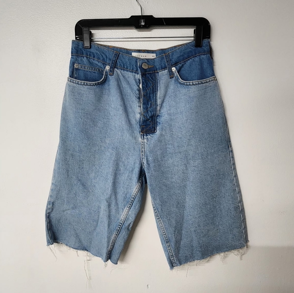 TOPMAN Blue Denim Cutoff Shorts